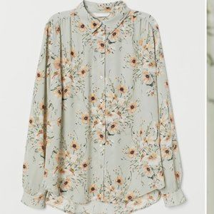 H&M Long Sleeved Blouse - Light green/floral